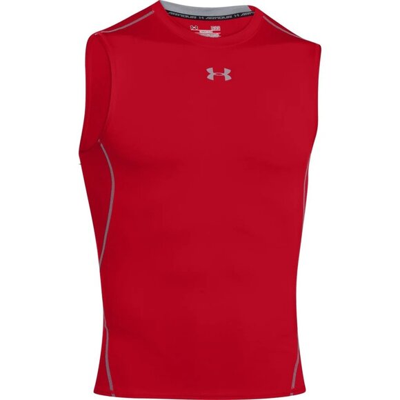 Under Armour Men's HeatGear Sleeveless Tank Fitted Shirt Red UA Large - Picture 5 of 8